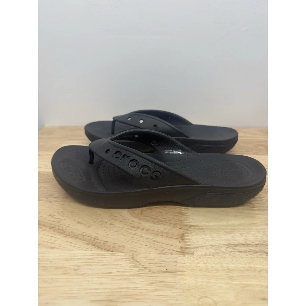 Crocs Baya II Flip 10‎ Men's Flip Flop Sandals Black Slip-On Shoes #46
